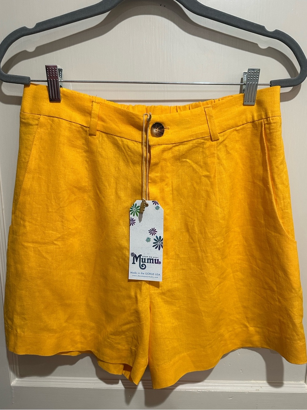 Show Me Your MuMu Bright Yellow Linen-Blend Shorts